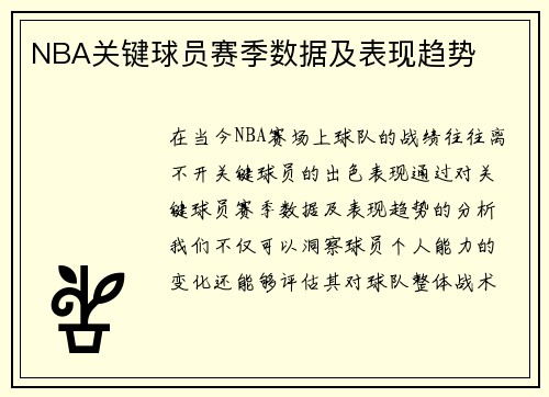 NBA关键球员赛季数据及表现趋势